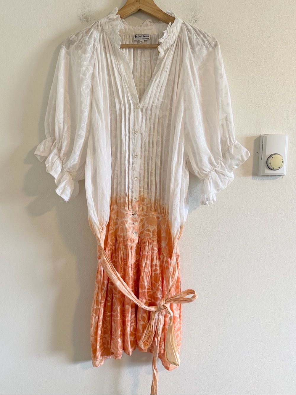 Juliet Dunn London Blouson Mini Dress Women's US 6 Ombre Floral Orange White